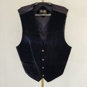 Scully Suede Leather Vest Mens Size XXL Black Gold Snap Button Front